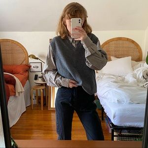 Vintage wool grey oversized sweater vest